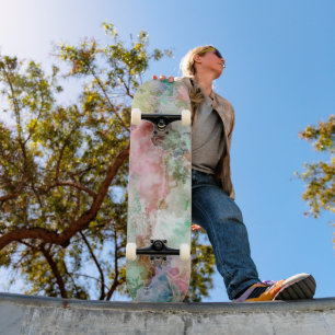 Abstraktes Wasserfarbe-Grunge-Muster Ozean Skateboard