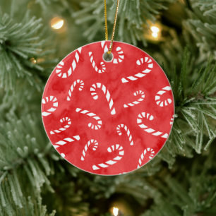 Abstraktes Wasserfarben-Candy-Cane-Muster Keramik Ornament