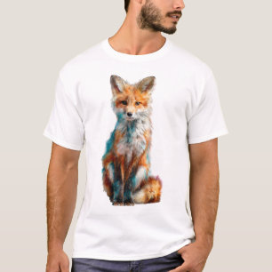 Abstraktes Wasserfarben-Gemälde Rotfuchs-Porträt M T-Shirt