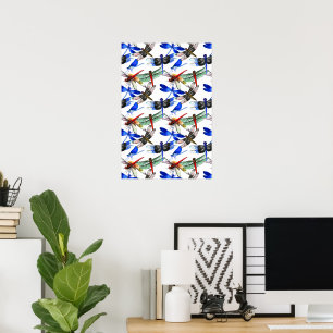 Abstraktes Wasserfarben-Libellen-Wandkunst-Poster Poster