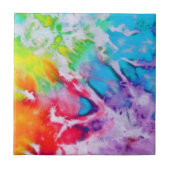 Abstraktes Wasserfarben-Regenbogen Batik-Gefärbte  Fliese (Vorderseite)
