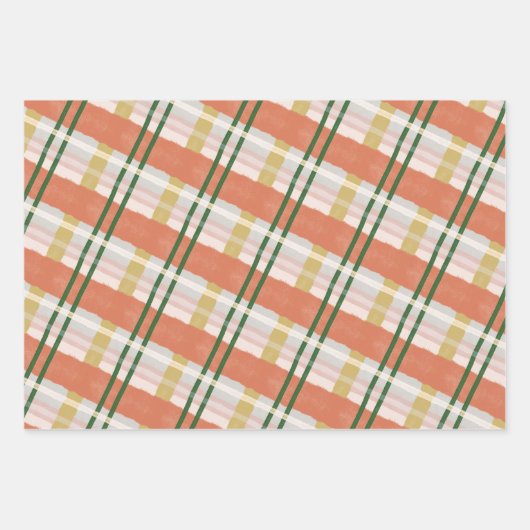 Abstraktes Wasserfarbenfrohe Orangen- und Grünmust Geschenkpapier Set (Vorderseite 2)