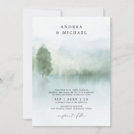 Abstraktes Wasserfarbengebirge Hochzeitssommer Einladung