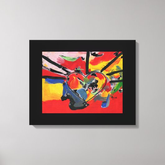 abstraktes Wasserfarbenherz Leinwanddruck (Vorderseite)