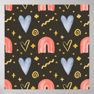 Abstraktes Wasserfarbenmuster, nahtlos, handgezeic Poster