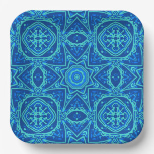 Abstraktes Wasserfarbmuster - Denim Blue Pappteller