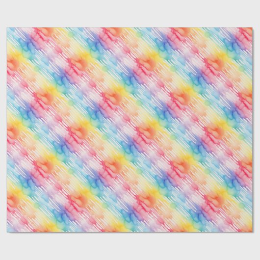 Abstraktes Wasserfarbmuster Regenbogen Geschenkpapier (Flach)