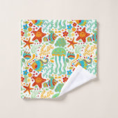 Abstraktes Wasserleben Badhandtuch Set (Waschlappen)