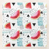 Abstraktes Wassermelone-Muster Glasuntersetzer (Vorderseite)