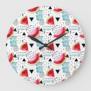 Abstraktes Wassermelone-Muster Große Wanduhr