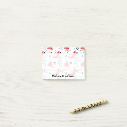 Abstraktes Wassermelone-Muster Post-it Klebezettel (Auf Schreibtisch)