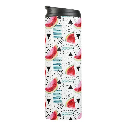 Abstraktes Wassermelone-Muster Thermosbecher (Nach rechts gedreht)