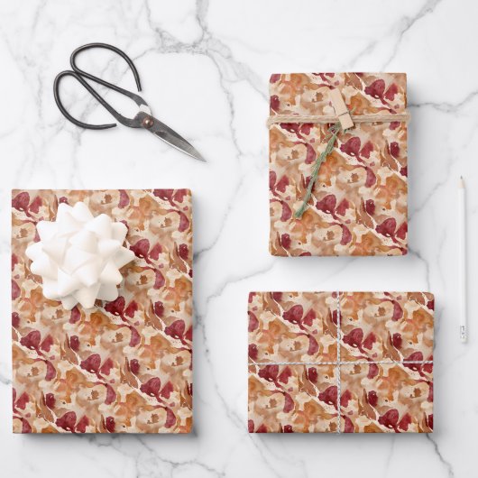Abstraktes Wasserzirkusmuster in warmen Herbstfarb Geschenkpapier Set (Vorderseite)