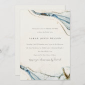 Abstraktes Watercolor Blue Gold Beach Brautparty Einladung (Vorne/Hinten)