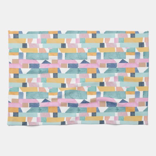 Abstraktes Watercolor-Form-Muster Geschirrtuch (Horizontal)