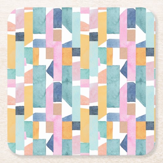 Abstraktes Watercolor-Form-Muster Rechteckiger Pappuntersetzer (Vorderseite)