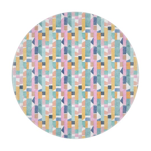 Abstraktes Watercolor-Form-Muster Schneidebrett (Vorderseite)