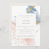 Abstraktes Watercolor Gold Pink Blue Brautparty Einladung (Vorne/Hinten)