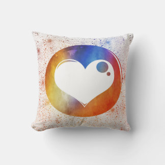 Abstraktes Watercolor Orange & Blue Heart Design Kissen