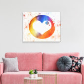 Abstraktes Watercolor Orange & Blue Heart Design Leinwanddruck (Insitu (Wohnzimmer))