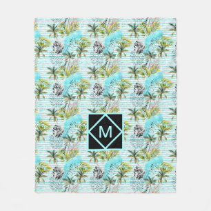 Abstraktes Watercolor-Palme-Muster Fleecedecke