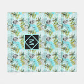 Abstraktes Watercolor-Palme-Muster Fleecedecke (Vorderseite (Horizontal))