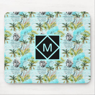Abstraktes Watercolor-Palme-Muster Mousepad