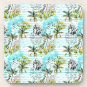 Abstraktes Watercolor-Palme-Muster Untersetzer (Vorderseite)