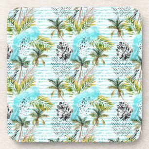 Abstraktes Watercolor-Palme-Muster Untersetzer
