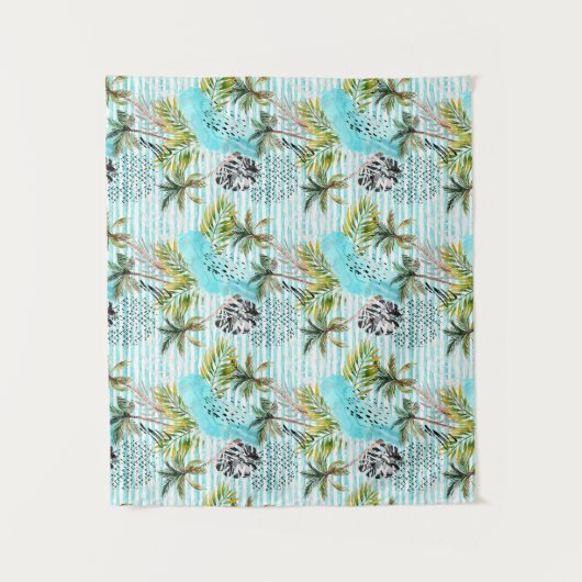 Abstraktes Watercolor-Palme-Muster Wandteppich (Vorderseite)