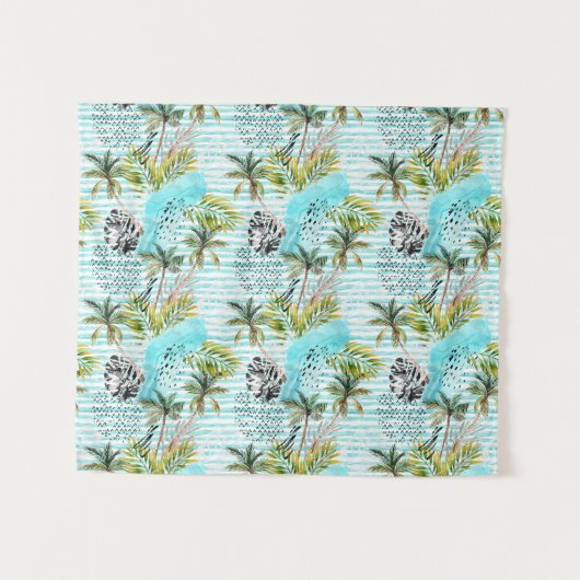 Abstraktes Watercolor-Palme-Muster Wandteppich (Vorderseite (Horizontal))