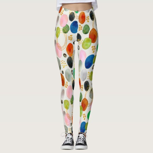Abstraktes Watercolor Pebble Gold Glitzer Art Leggings (Vorderseite)
