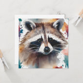 Abstraktes Watercolor-Raccoon-Gesicht Karte (Vorderseite/Rückseite Beispiel)