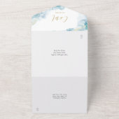 Abstraktes Watercolor Script Gold Monogram Wedding All In One Einladung (Außenbereich)