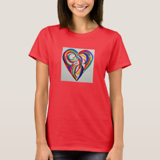 Abstraktes Watercolorregenbogenherz T-Shirt