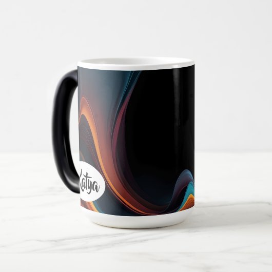 Abstraktes Wave Liquid und Personalisierter Kaffee Verwandlungstasse (Vorderseite Links)