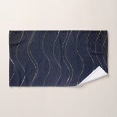 Abstraktes Wavy Blue Gold Lines Muster Badhandtuch Set (Handtuch)