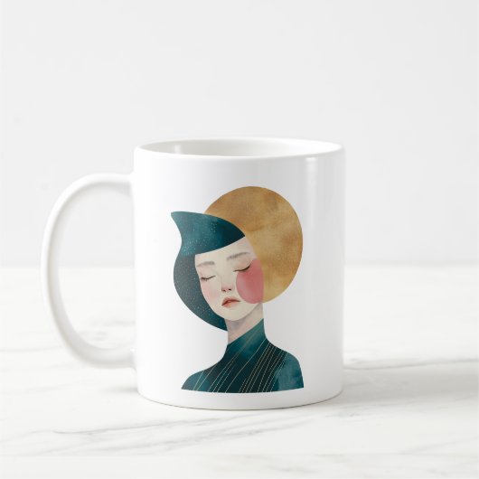 Abstraktes weibliches Design - Lady in blauer Tass Kaffeetasse (Links)