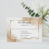 Abstraktes, weichbraunes Gold marmoriert RSVP Karte (Stehend Vorderseite)