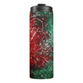 Abstraktes Weihnachten Rot Grün Glitter Thermosbecher (Vorderseite)