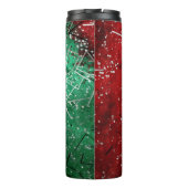Abstraktes Weihnachten Rot Grün Glitter Thermosbecher (Rückseite)