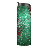 Abstraktes Weihnachten Rot Grün Glitter Thermosbecher (Nach rechts gedreht)