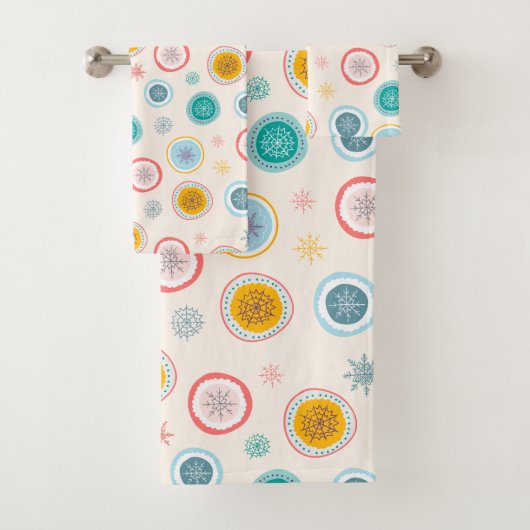 Abstraktes Weihnachts-Schneeflocken-Muster Badhandtuch Set (Insitu)