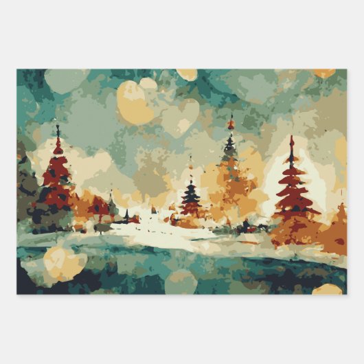 Abstraktes Weihnachtsbaum Set 2 Geschenkpapier Set (Vorderseite 3)