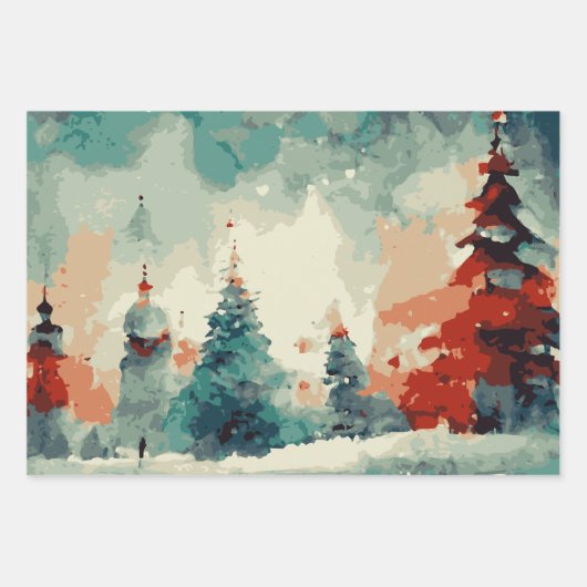 Abstraktes Weihnachtsbaum Set 2 Geschenkpapier Set (Vorderseite 2)