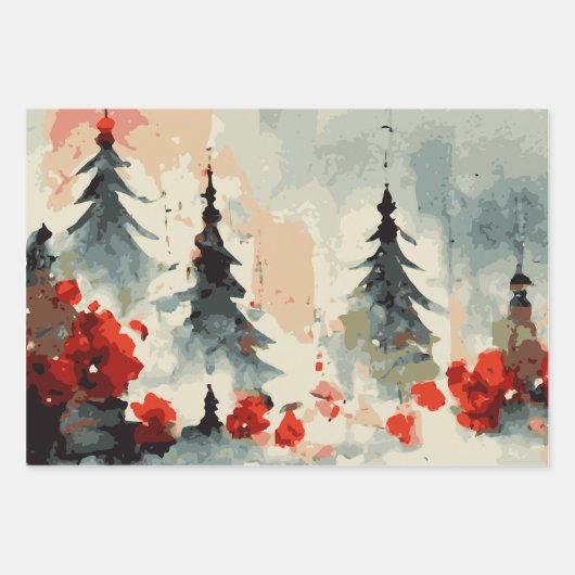 Abstraktes Weihnachtsbaum Set 2 Geschenkpapier Set (Vorderseite)