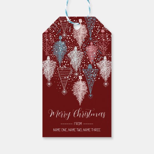 Abstraktes Weihnachtsbaummuster Geschenkanhänger (Rückseite)