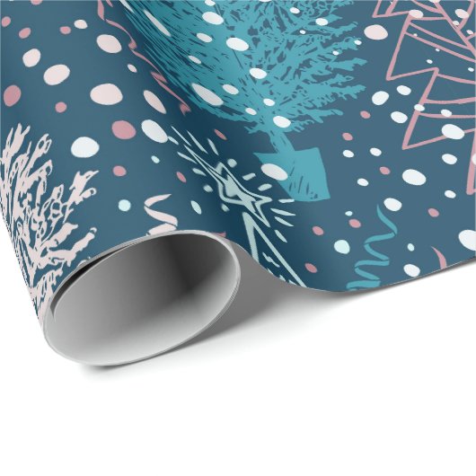 Abstraktes Weihnachtsbaummuster Geschenkpapier (Rolleneckpunkt)