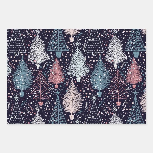 Abstraktes Weihnachtsbaummuster Geschenkpapier Set (Vorderseite 3)