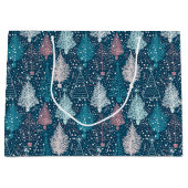 Abstraktes Weihnachtsbaummuster Große Geschenktüte (Vorderseite)